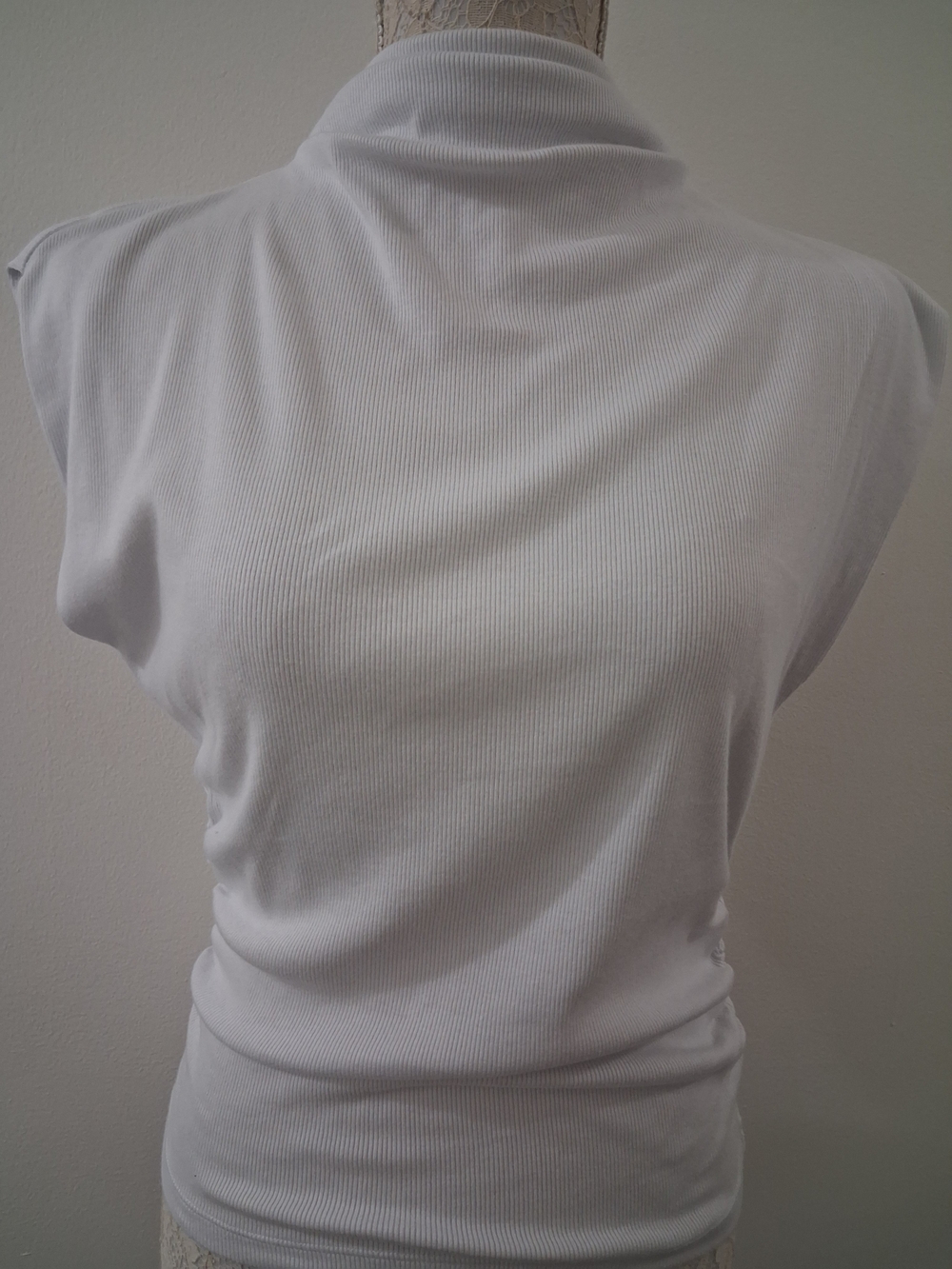 Michael Stars White Ribbed Sleeveless Tank